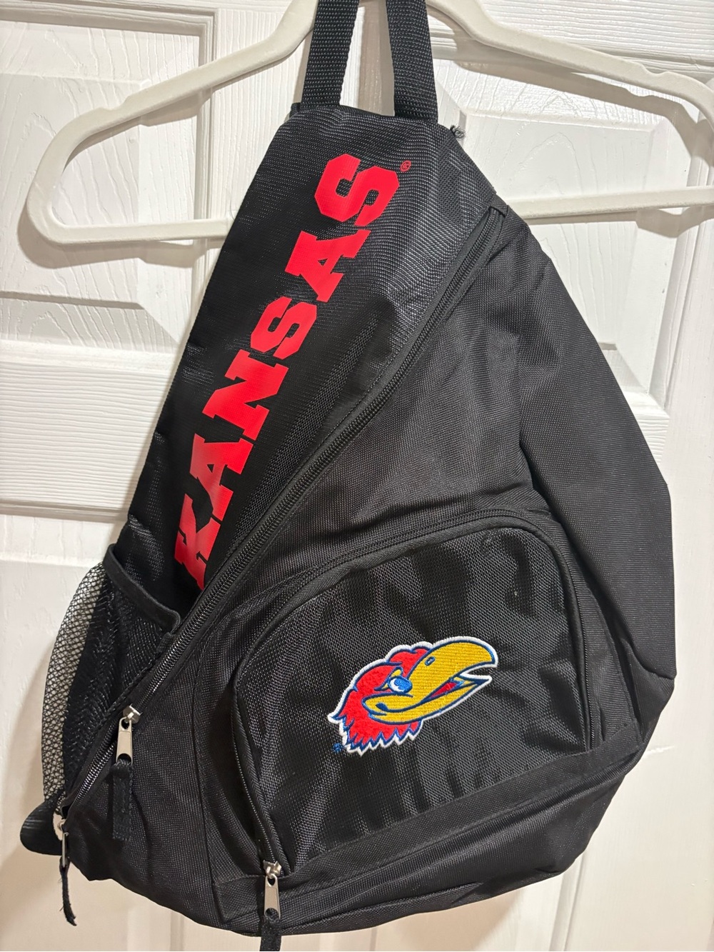 Kansas Jayhawks Black Sling Backpack - Collegiate Logo Bag